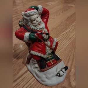 Aldon Christmas Treasures: SANTA'S SLIDE porcelain music box Hand-Painted 1988